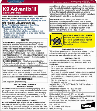 K9 Advantix II XL Dog Vet-Recommended Flea, Tick & Mosquito Treatment & Prevention | Dogs over 55 Lbs. | 8-Mo Supply