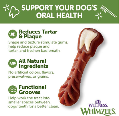 WHIMZEES by Wellness Value Box Natural Dental Chews for Dogs – Clean Teeth, Freshen Breath, Reduce Plaque & Tartar, Medium Breed 44 Count