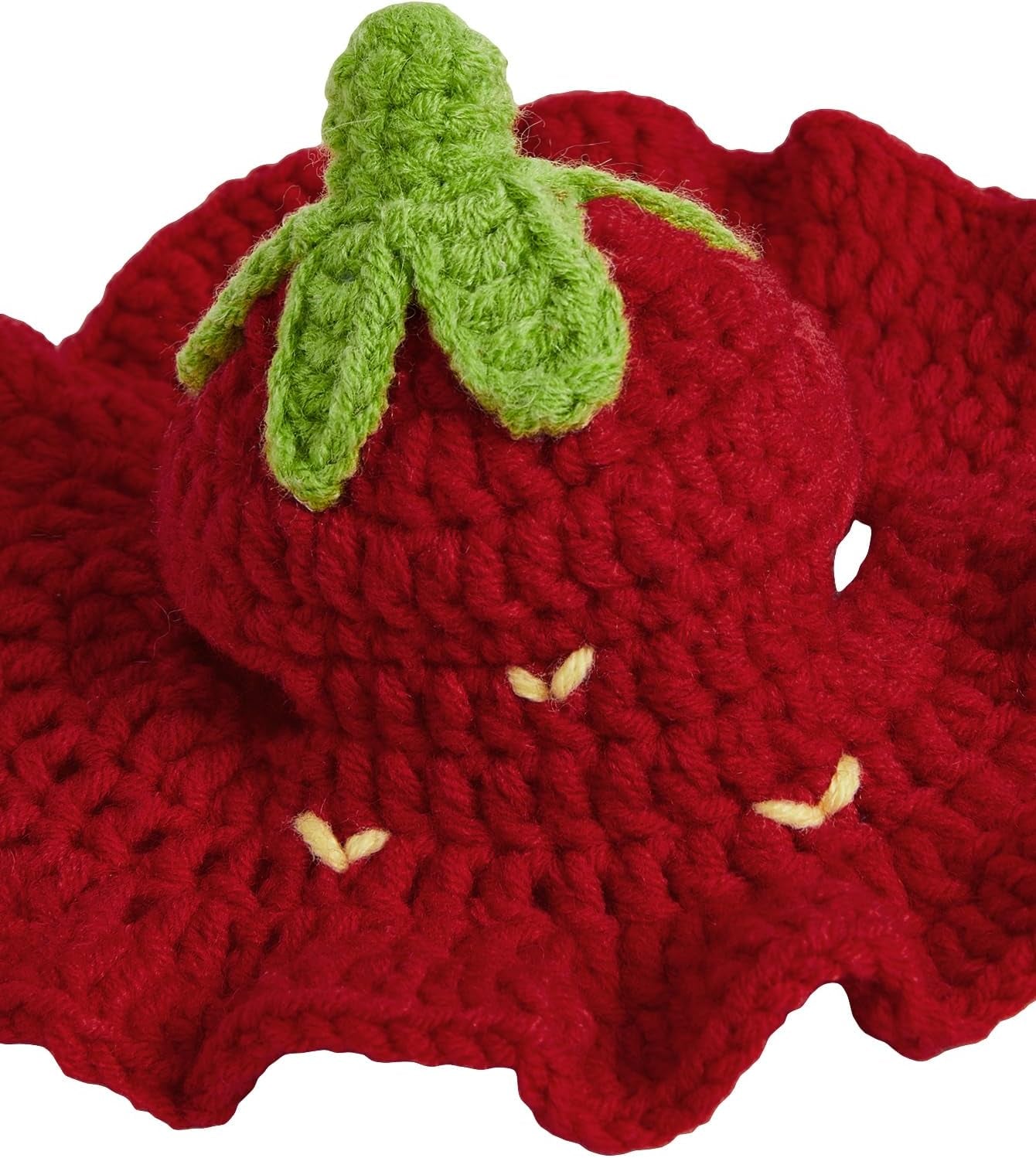 QWINEE Cartoon Strawberry Design Knit Cute Dog Hat Soft Cat Hat Rabbit Hat Halloween Christmas Party Costume Head Wear Accessories for Puppy Cat Kitten Small Dogs Small Animals Solid Red S