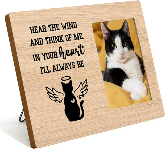 Pet Memorial Gifts for Cats, Cat Memorial Gifts for Loss of Cat, Pet Loss Sympathy Gift Picture Frame, Pet Loss Gifts, Pet Remembrance Gift Cat Memorial Photo Frame for Desk Shelf Table Top Decor