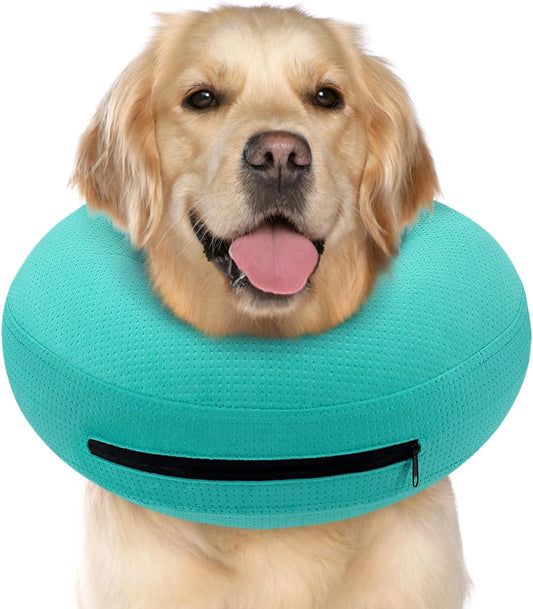 Supet Inflatable Dog Cone Collar Alternative after Surgery, Dog Donut Collar Recovery Ecollar to Stop Licking, Soft Dog Cone for Small Medium Large Dogs