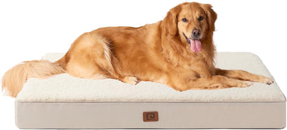 EHEYCIGA Orthopedic XL Dog Beds for Extra Large Dogs with Removable Washable Cover, Camel, 44X32