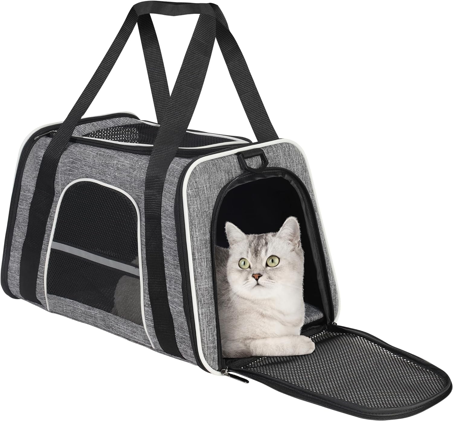 Hicaptain Soft Cat Carrier with Top Mesh Window - Pet Carrier Breathable for Medium Cats and Small Dogs Puppies up to 15 Lb (Gray)