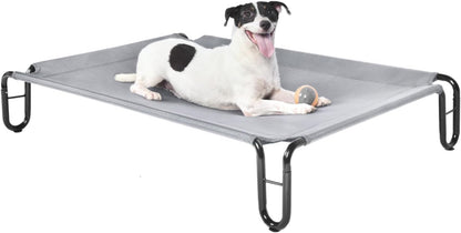 Dog Bed, Medium, Elevated Outdoor, Water Resistant, Teslin Mesh, 35.5X25.6X8 Inches, 40 Lbs, Grey