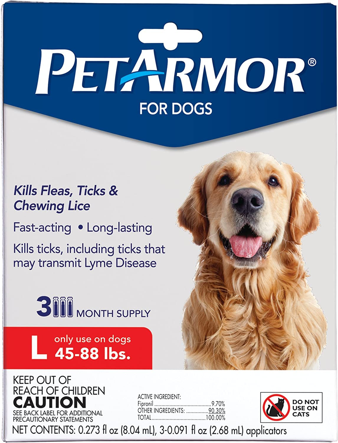 Petarmor for Dogs, Flea and Tick Treatment for Extra Large Dogs (89-132 Pounds), Includes 3 Month Supply of Topical Flea Treatments