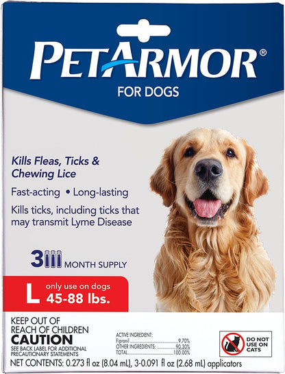 Petarmor for Dogs, Flea and Tick Treatment for Extra Large Dogs (89-132 Pounds), Includes 3 Month Supply of Topical Flea Treatments