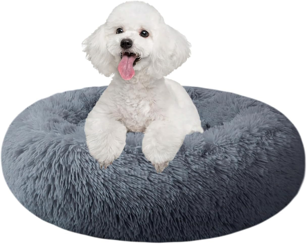 Dog Bed for Small Medium Large Dogs, 20 Inch Calming Dogs Bed, Washable-Round Cozy Soft Pet Bed for Puppy and Kitten with Slip-Resistant Bottom