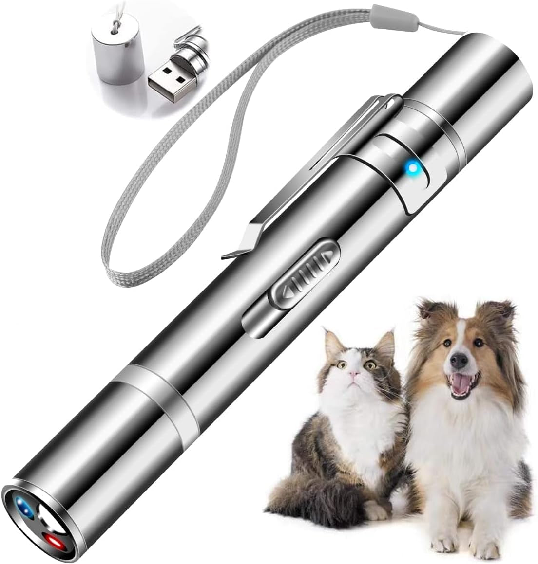 Cowjag Cat Toys, Laser Pointer with 5 Adjustable Patterns, USB Recharge Laser, Long Range and 3 Modes Training Chaser Interactive Toy, Dog Laser Toy