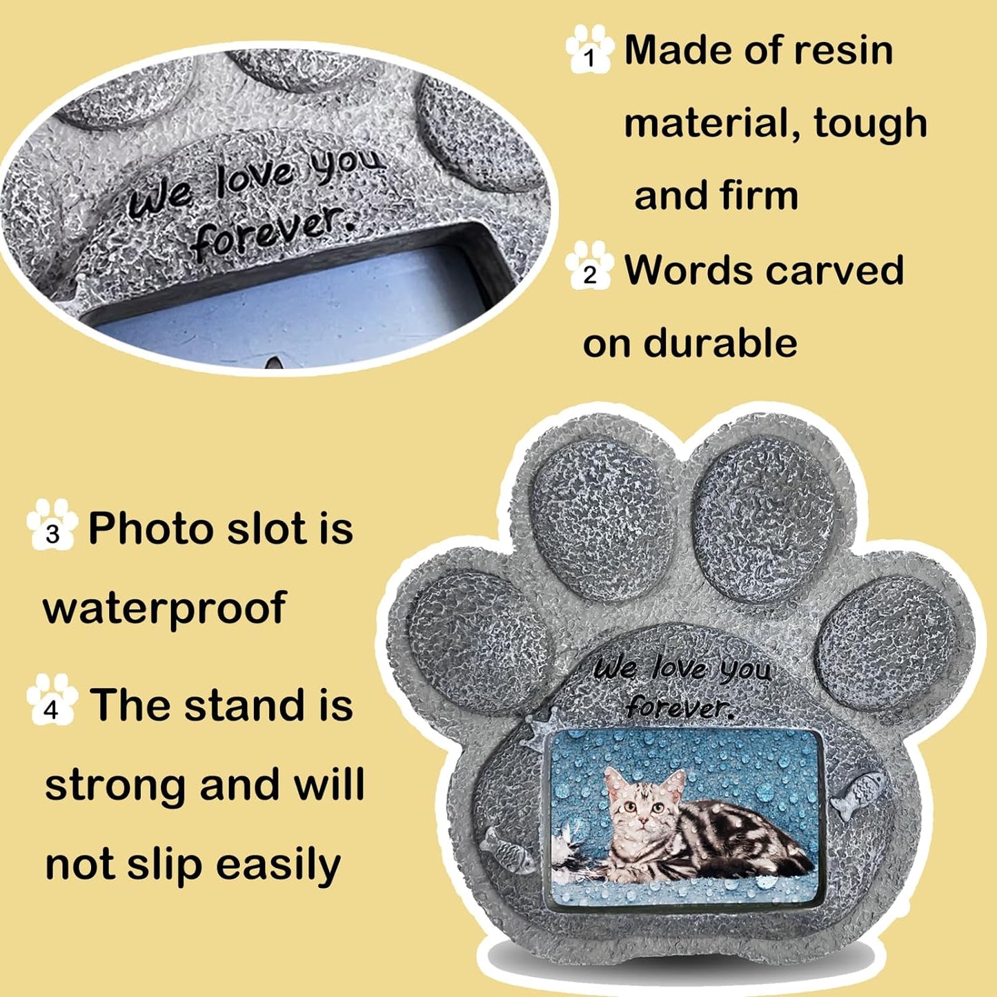 Pet Memorial Stones for Dogs,Loss of Dog Sympathy Gift Indoor Display,Pet Grave Markers Dog Bereavement Gifts Outdoor Tombstone Paw Shaped Carve We Love You Forever