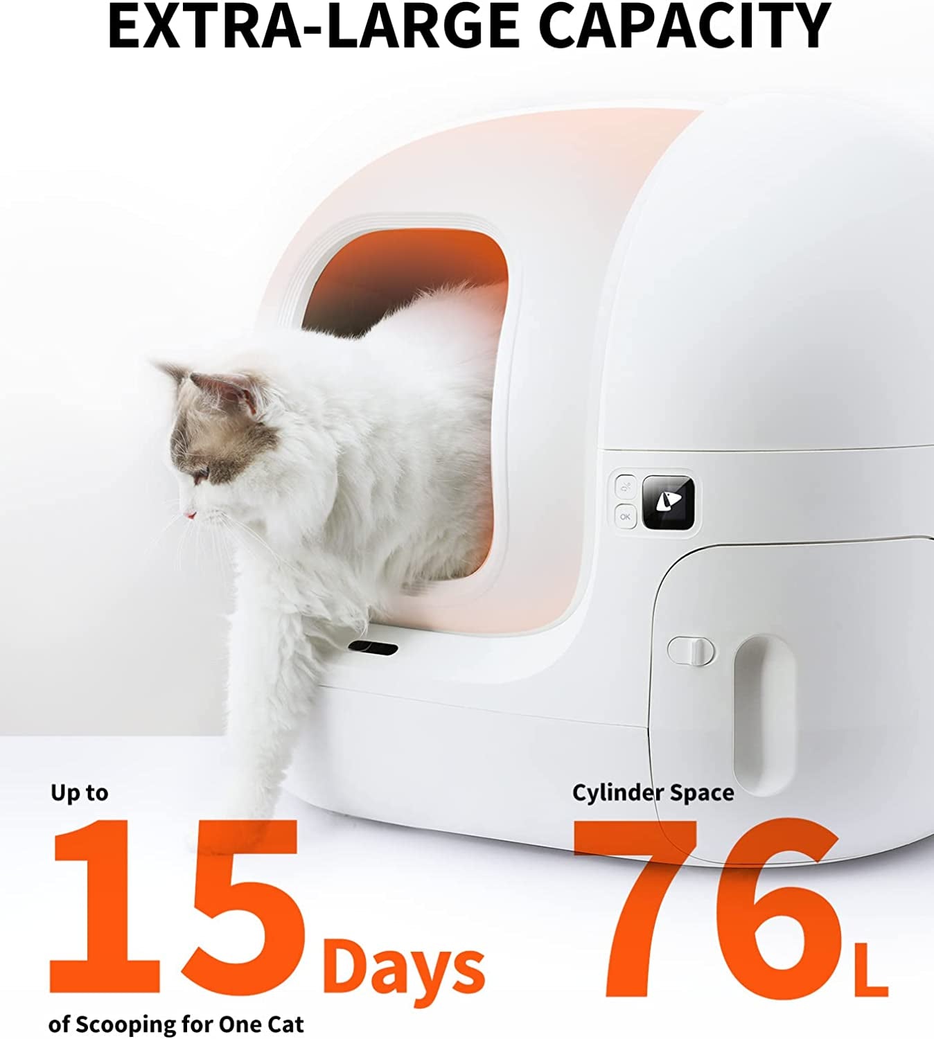 PETKIT PuraMax Self Cleaning Cat Litter Box with N50 Odor Eliminator, Automatic Cat Litter Box,76L Large Space, xSecure/App Control Cat Litter Box with Waste Bags