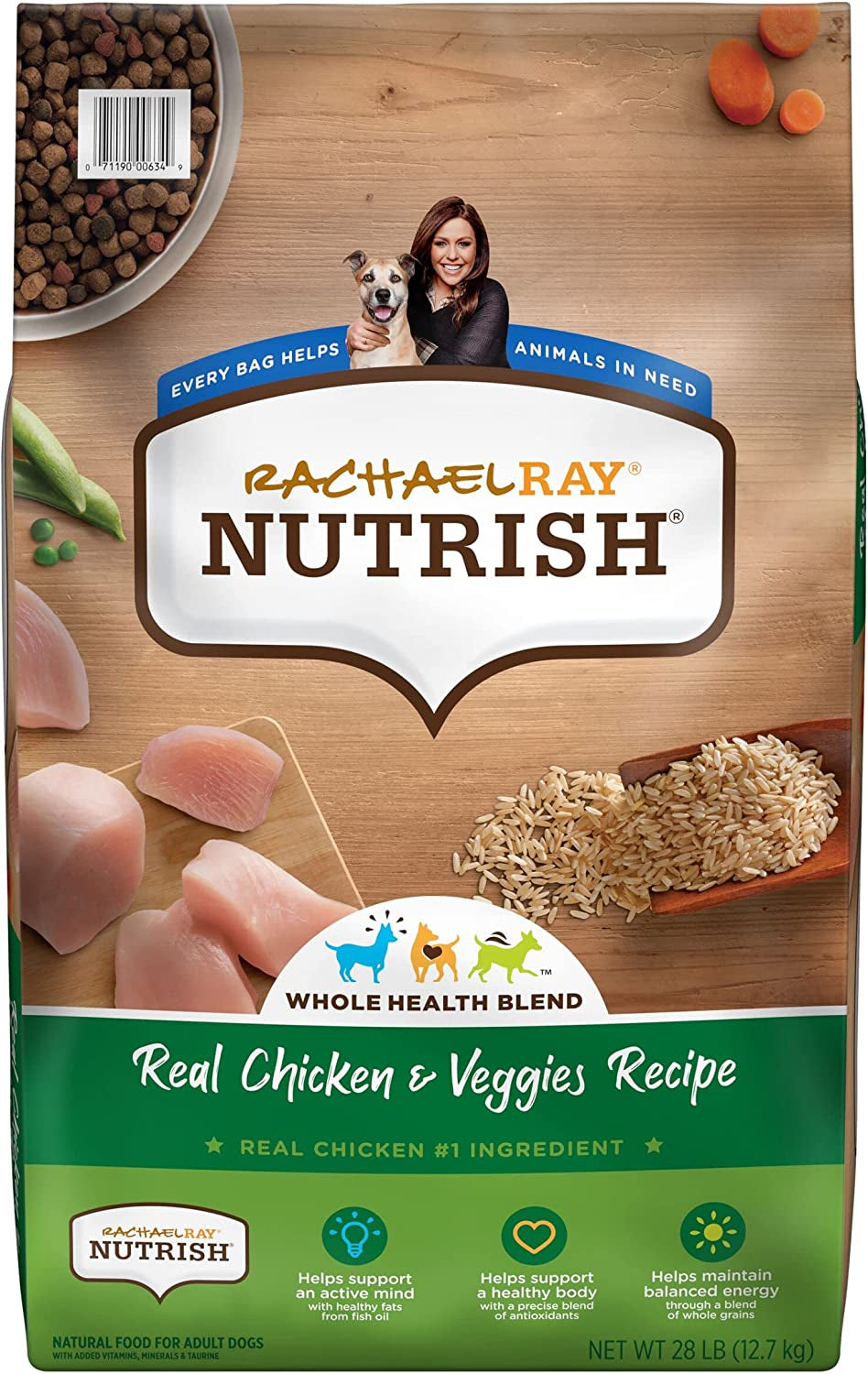 Rachael Ray Nutrish Premium Natural Dry Dog Food, Real Chicken & Veggies Recipe, 28 Pounds (Packaging May Vary)