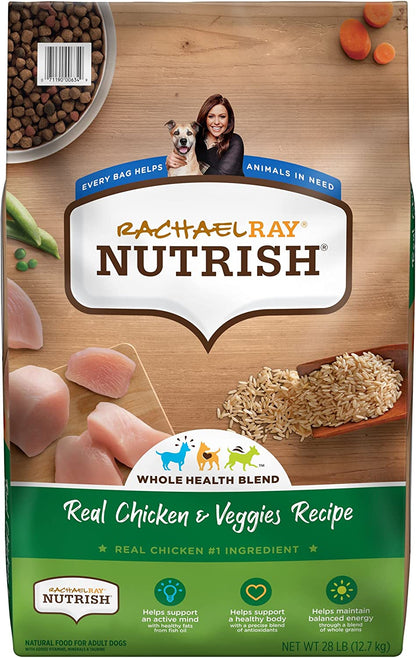 Rachael Ray Nutrish Premium Natural Dry Dog Food, Real Chicken & Veggies Recipe, 28 Pounds (Packaging May Vary)