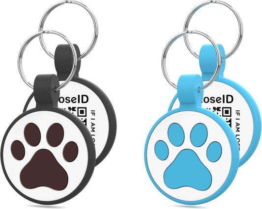 QR Code Cat Tag, Modifiable Pet Online Profile Display Page, Multiple Emergency Contact, Silent Silicone Cat Tag, Collar Accessories, Personalized Cat Tag (Small Breeds - 1", Black & Blue)