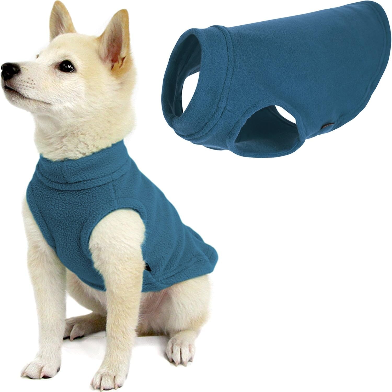 Gooby Stretch Fleece Vest Dog Sweater - Steel Blue, Small - Warm Pullover Fleece Dog Jacket - Winter Dog Clothes for Small Dogs Boy or Girl - Dog Sweaters for Small Dogs to Dog Sweaters for Large Dogs