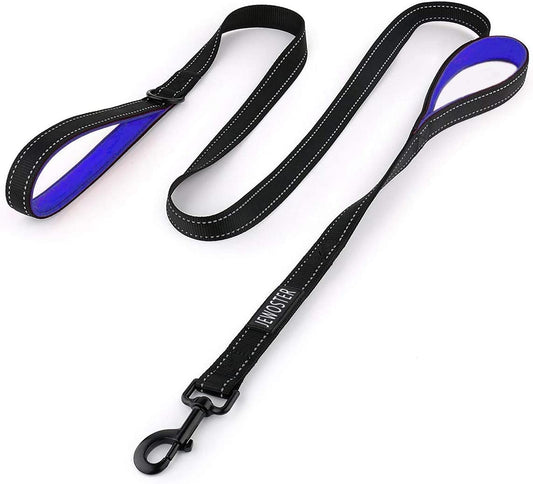 Dog Leash Heavy Duty - 2 Handles by Padded Traffic Handle for Extra Control, 6Foot Long - Perfect for Medium to Large Dogs (6 Ft, Black Blue)