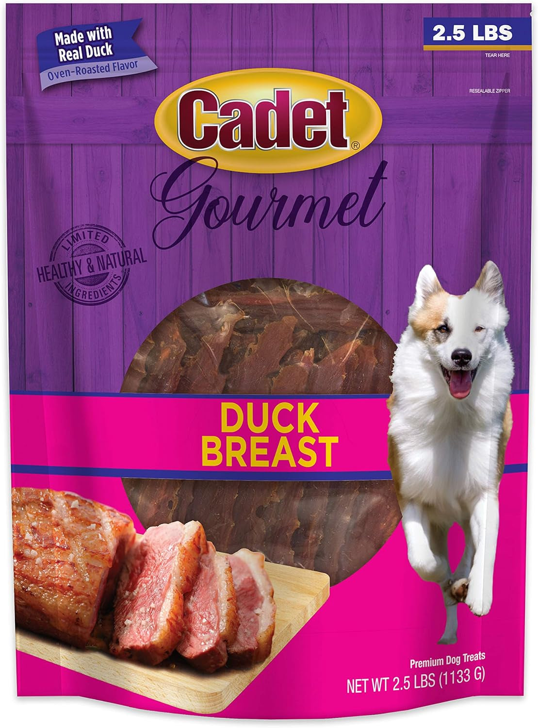 Cadet Gourmet Duck Breast Dog Treats - Healthy & Natural Dog Training Treats for Small & Large Dogs - Inspected & Tested in USA (2.5 lb.)