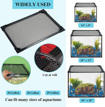 Magnetic Aquarium Lid, Max Size 39" x 19" Fish Tank Cover, DIY Aquarium Anti-Jumping Net Hood Set, Adjustable Mesh Screen Netting for Fish Tank Screen Top Cover