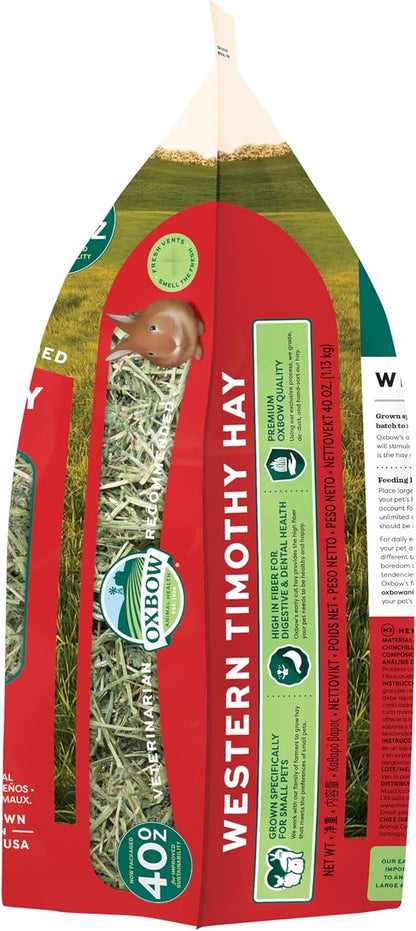 Oxbow Animal Health Western Timothy Hay - All Natural Hay for Rabbits, Guinea Pigs, Chinchillas, Hamsters & Gerbils - 40 Oz