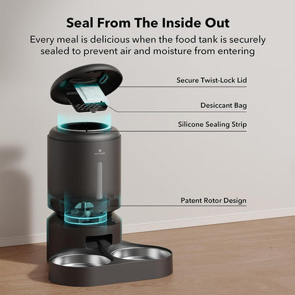 PETLIBRO Automatic Cat Feeder, Wifi Connected, Adjustable Meal Splitter, Fresh Food Storage, Multiple Pet Use, Stainless Steel