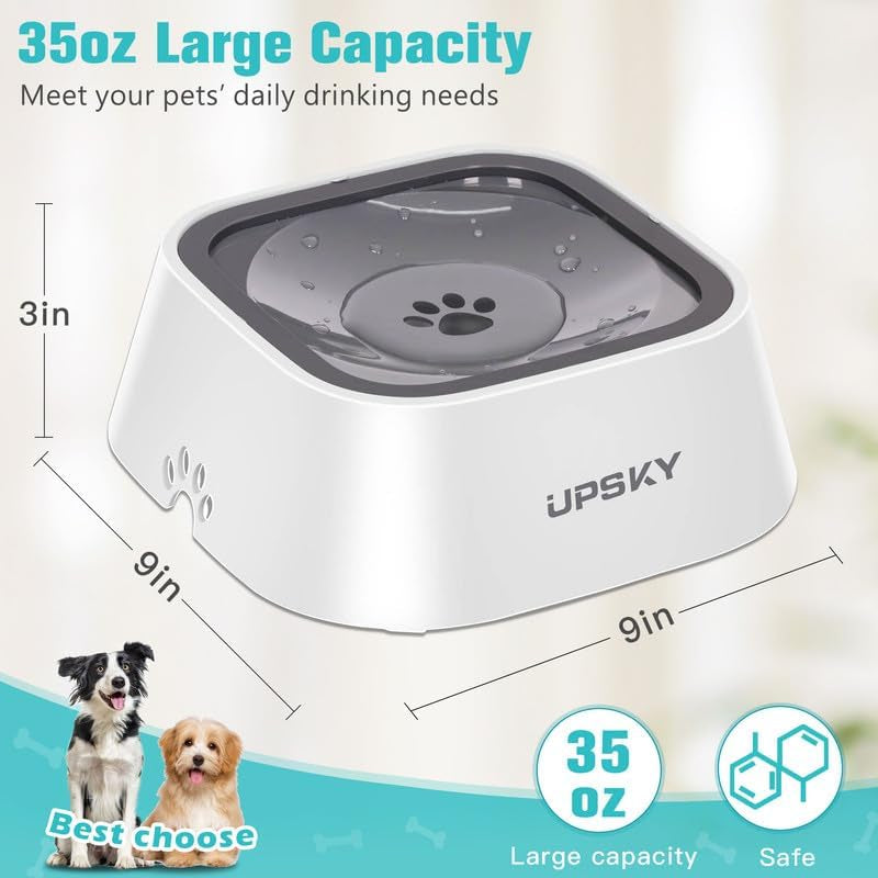 UPSKY Dog Bowl Dog Water Bowl No Spill Pet Water Bowl No Drip Slow Water Feeder Dog Bowl No-Slip Pet Water Dispenser 35Oz Slow Drinking Bowl for Dogs and Cats