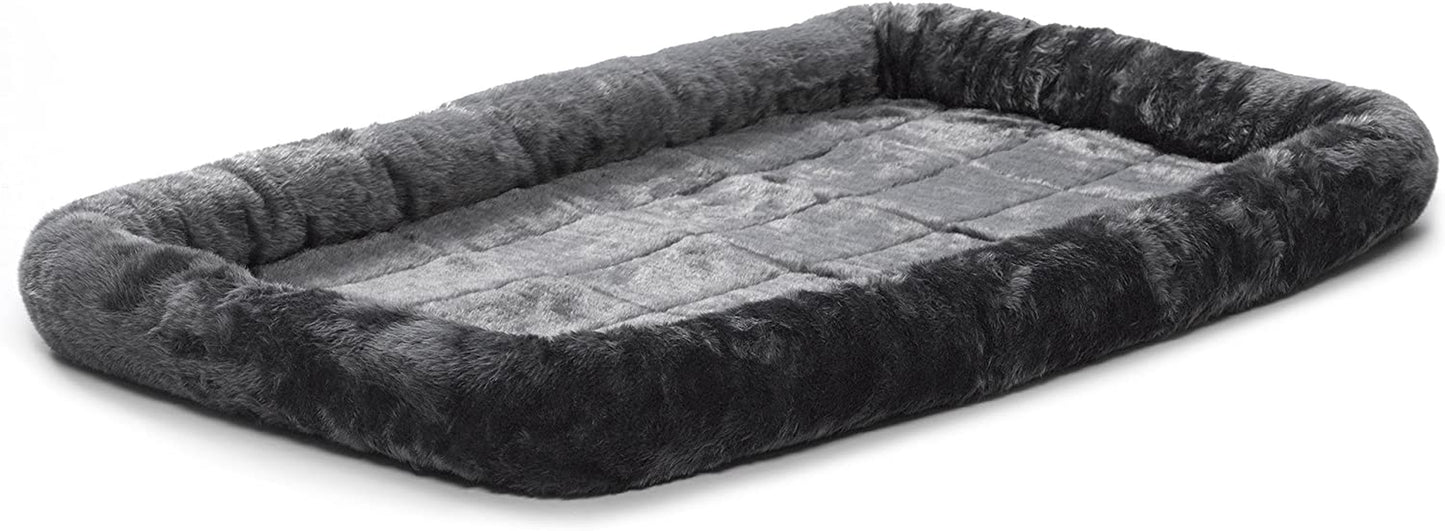 Midwest Homes for Pets Bolster Dog Bed 42L-Inch Gray Dog Bed W/ Comfortable Bolster | Ideal for Large Dog Breeds & Fits a 42-Inch Dog Crate | Easy Maintenance Machine Wash & Dry