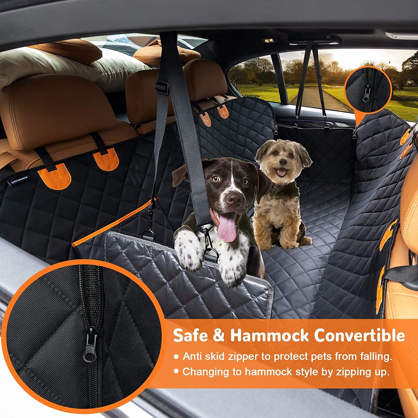 URPOWER Dog Seat Cover Car Seat Cover for Pets 100% Waterproof Pet Seat Cover Hammock 600D Heavy Duty Scratch Proof Nonslip Durable Soft Pet Back Seat Covers for Cars Trucks and Suvs