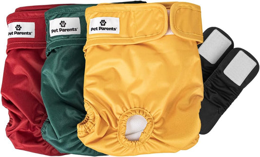 Pet Parents Premium Washable Dog Diapers & Extendrs, (3Pack) of Female Dog Diapers, Color: Samba, Size: Large Dog Diapers