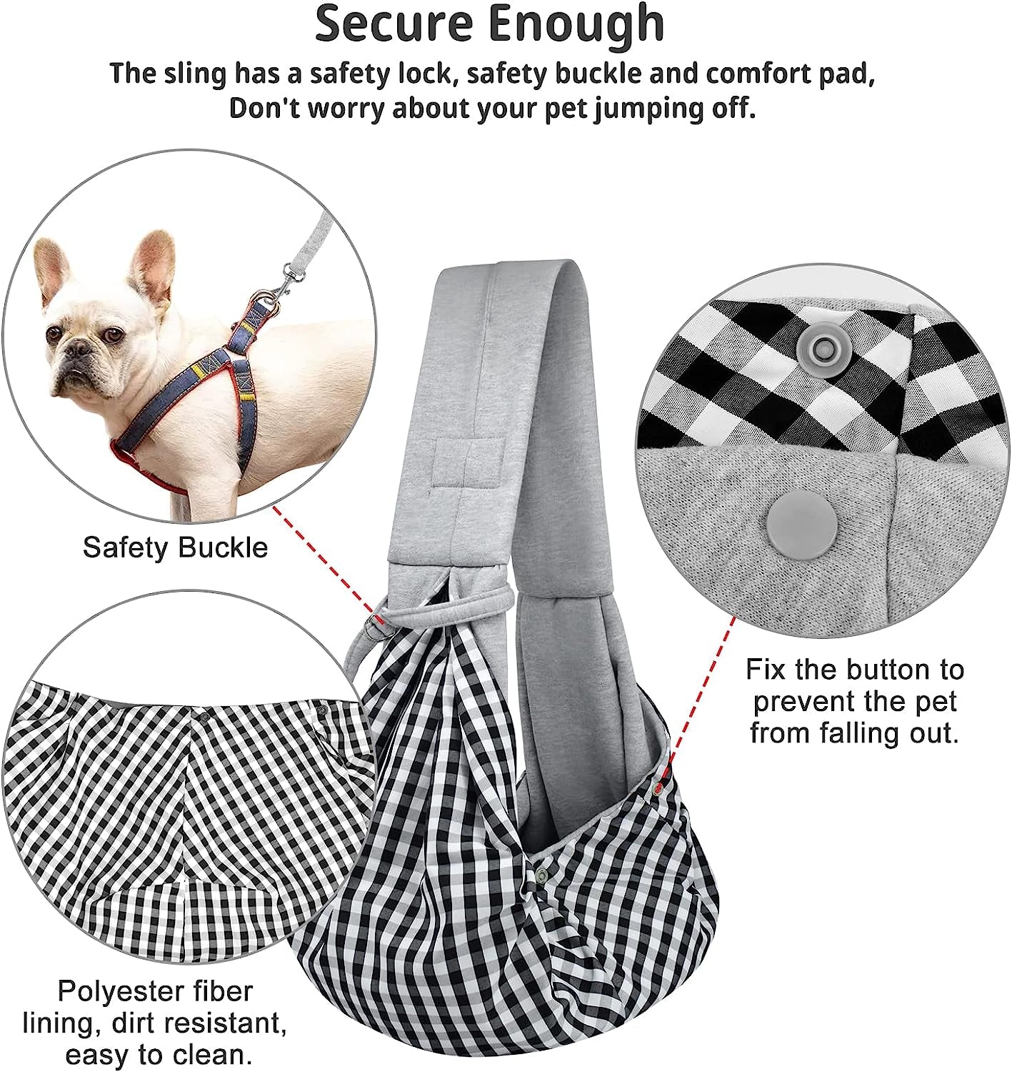 CUBY Dog and Cat Sling Carrier - Hands Free Reversible Pet Papoose Bag - Soft Pouch and Tote Design - Suitable for Puppy, Small Dogs Cats Outdoor (Classic Grey)