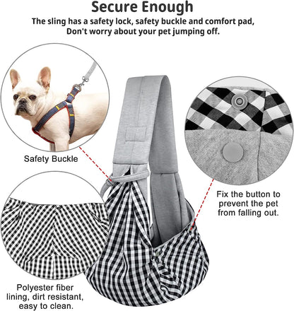 CUBY Dog and Cat Sling Carrier - Hands Free Reversible Pet Papoose Bag - Soft Pouch and Tote Design - Suitable for Puppy, Small Dogs Cats Outdoor (Yellow, Unadjustable Strap)