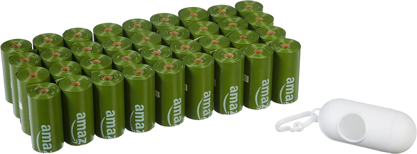 Amazon Basics Dog Poop Bags with Dispenser and Leash Clip, Cucumber Scented, 13 X 9 Inches - 540 Count (15 Bags per Roll, 36 Rolls)