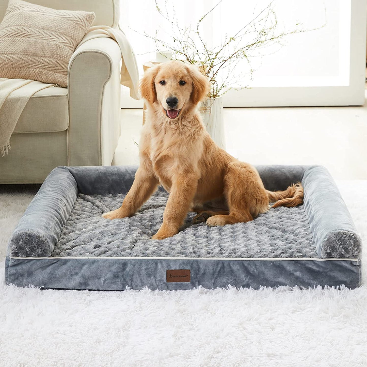 BFPETHOME Dog Beds for Large Dogs, Orthopedic Dog Bed for Medium Large Dogs,Big Waterpfoof Couch Dog Pet Bed with Removable Washable Cover