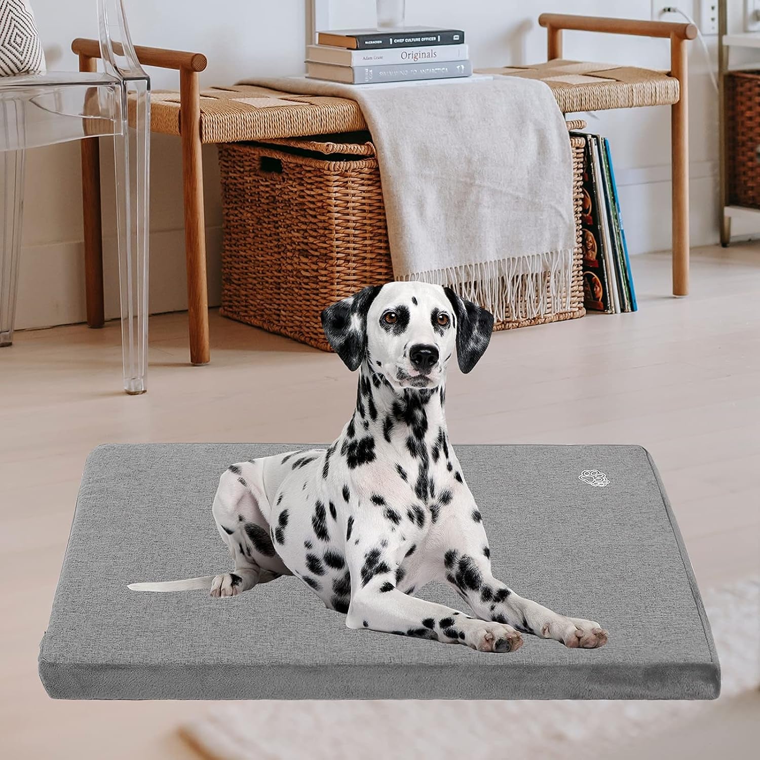 EMPSIGN Stylish Dog Bed Mat Dog Crate Pad Mattress Reversible (Cool & Warm), Water Proof Linings, Removable Machine Washable Cover, Firm Support Small to XX Large Dogs, Grey,Xl(41''''*28''''*3'''')