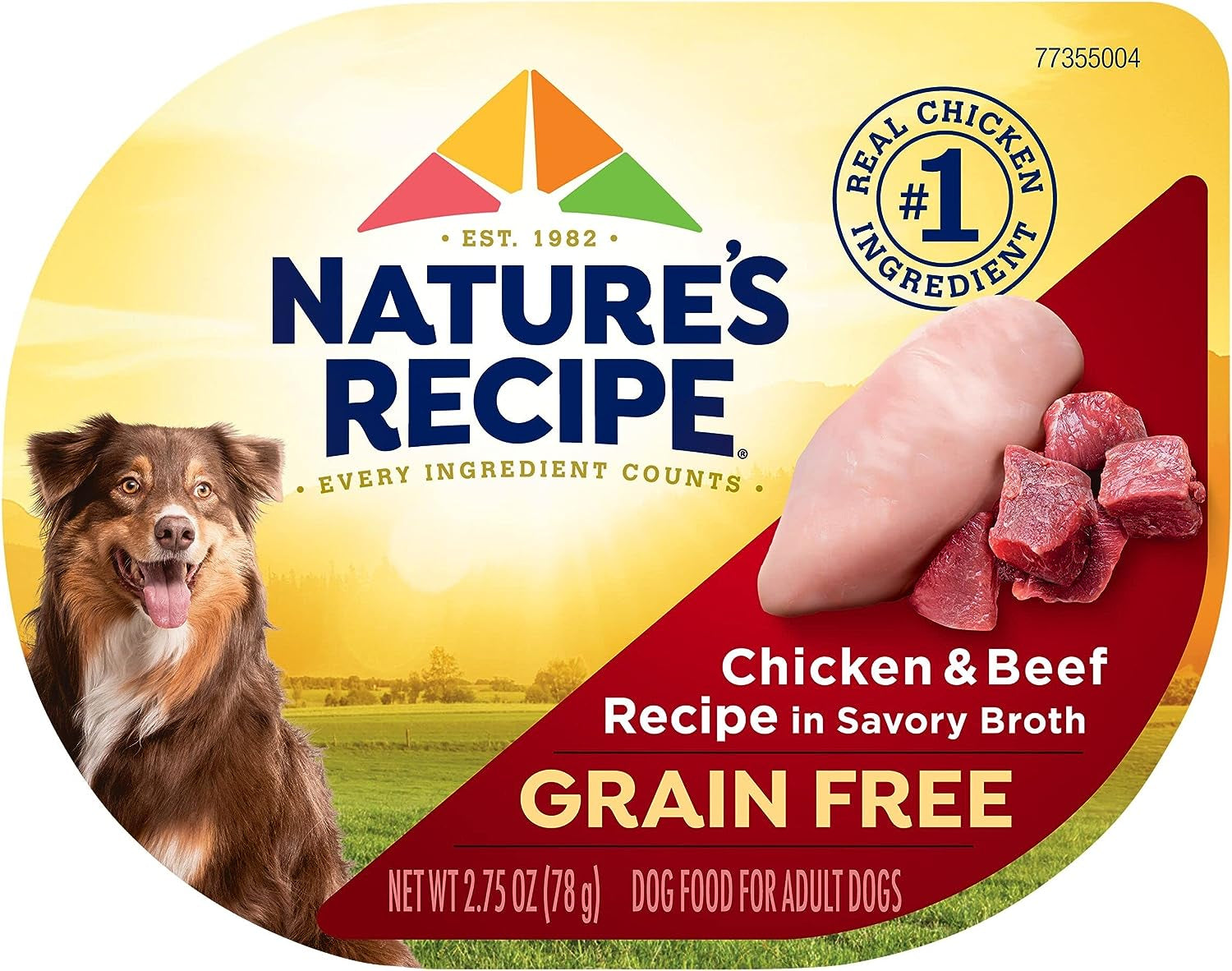 Nature'S Recipe Grain Free Chicken & Beef Recipe in Savory Broth Wet Dog Food, 2.75 Oz. Cup, 12 Count