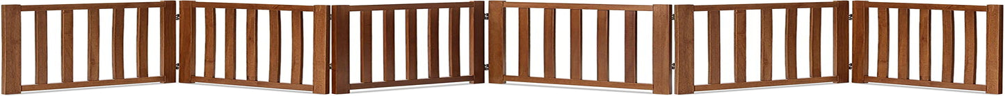 LZRS Solid Hardwood Freestanding Pet Gate,Wooden Dog Gates for Doorways,Nature Wood Dog Gates for the House,Dog Gate for Stairs,Freestanding Indoor Gate Safety Fence,Oak,24" Height-6 Panels