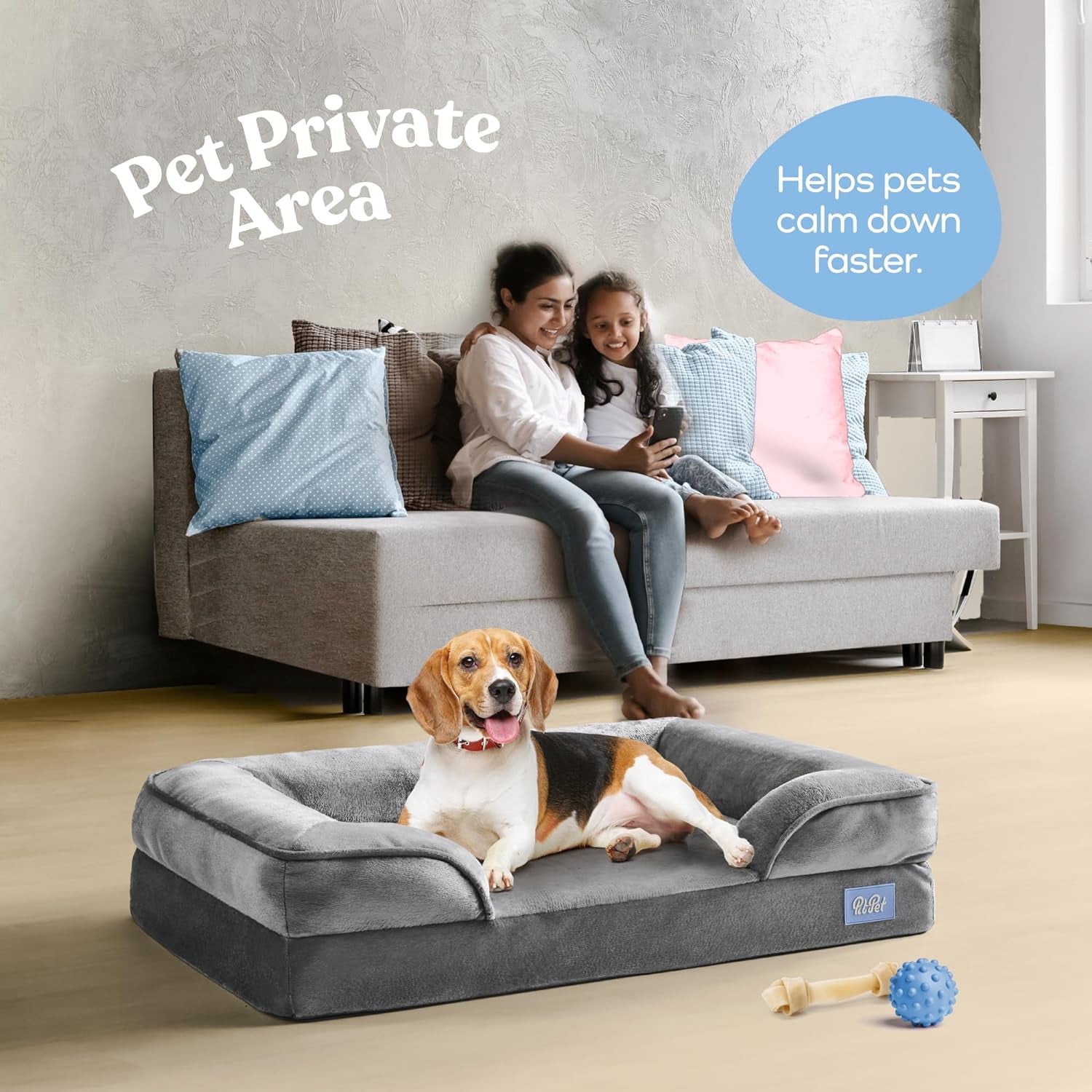 Orthopedic Sofa Dog Bed - Ultra Comfortable Dog Beds for Large Dogs - Breathable & Waterproof Pet Bed- Egg Foam Sofa Bed with Extra Head and Neck Support - Removable Washable Cover & Nonslip Bottom.