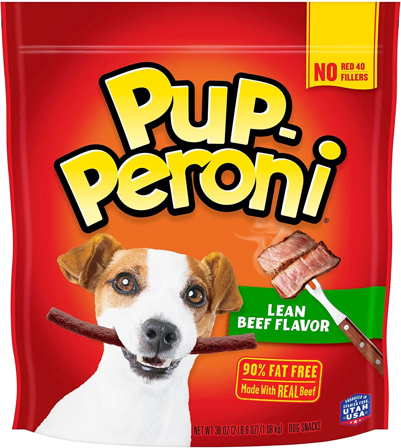 Pup-Peroni Dog Treats, Lean Beef Flavor, 38 Ounce, Made with Real Beef, 90% Fat Free, No Red 40 or Fillers