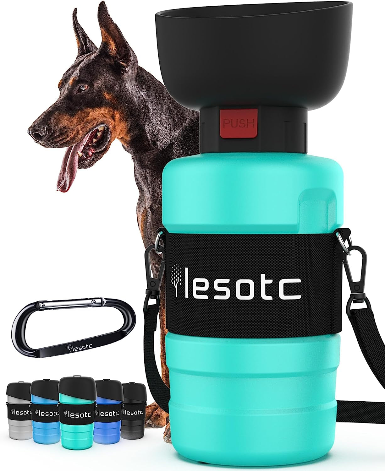 Lesotc Dog Water Bottle, Portable Dog Water Dispenser, Leak Proof Pet Water Bottle for Dogs, Dog Travel Water Bottle for Outdoor Walking, Hiking, Travel, BPA Free, Lightweight