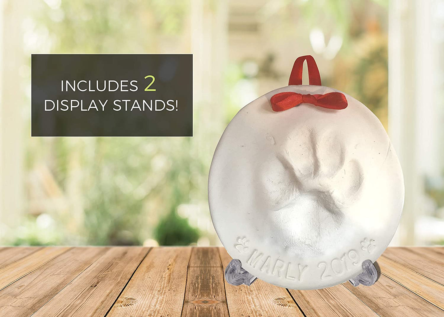 Ultimate Pawprint Keepsake Kit (Makes 2) - Paw Print Christmas Ornament W/ Bonus Personalization Tool & Display Stands! for Dogs, Cats & Pets. Non-Toxic. Clay Air-Dries Soft, Light & Uncrackable.