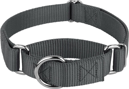 Country Brook Petz - Charcoal Martingale Heavy Duty Nylon Dog Collar - 21 Vibrant Color Options (3/4 Inch Width, Small)