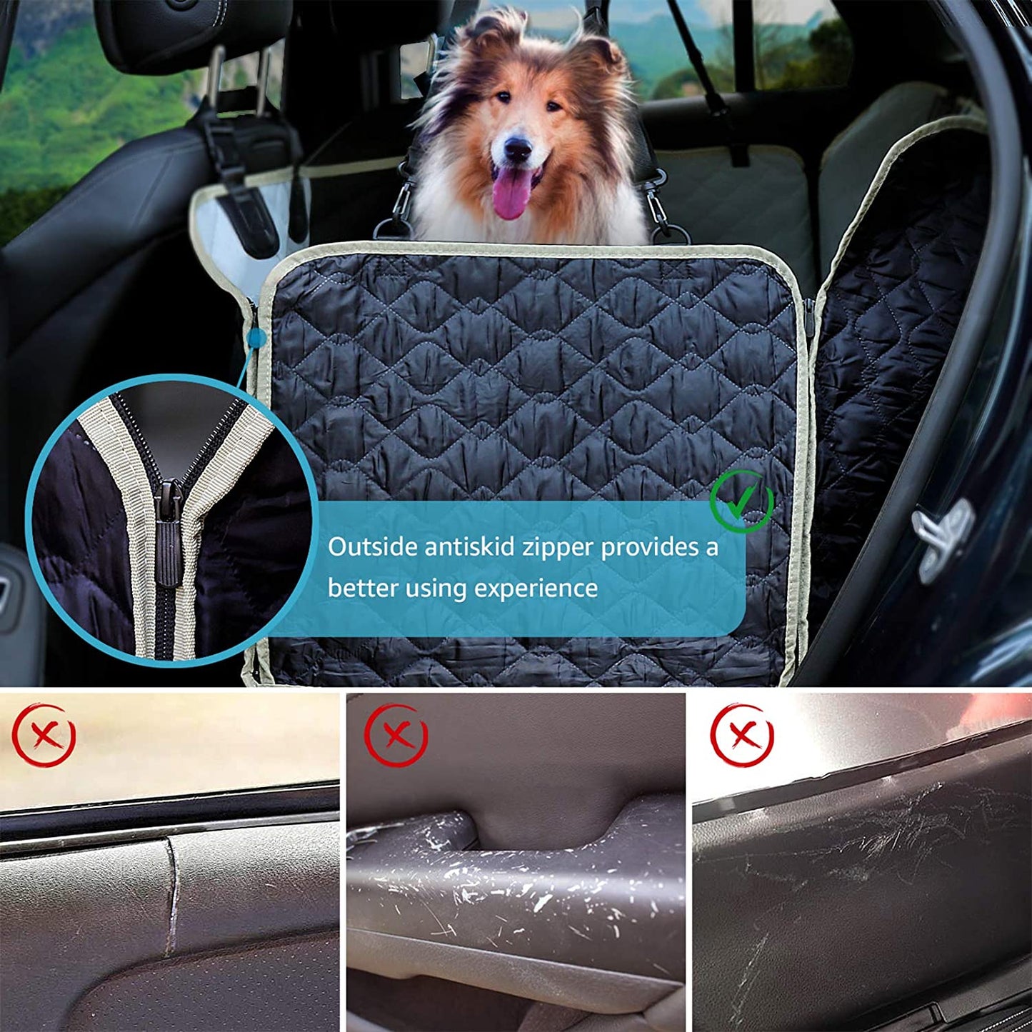 Lassie Dog Car Seat Covers for Back Seat Waterproof with Mesh Visual Window Durable Scratchproof Nonslip Dog Car Hammock with Universal Size Fits for Cars, Trucks & Suvs