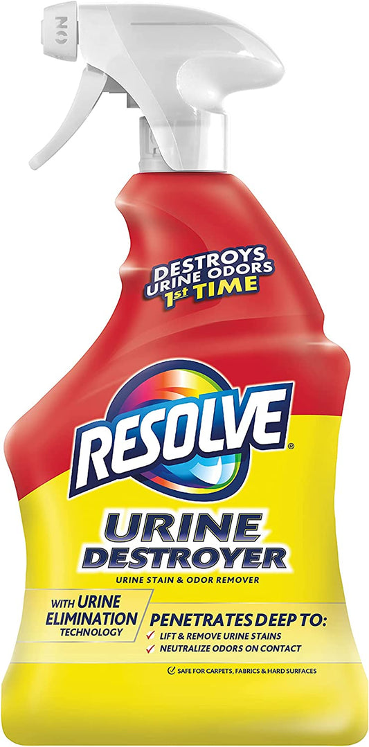 Resolve Urine Destroyer Spray Stain & Odor Remover, Transparent, No Flavor, 32 Fl Oz