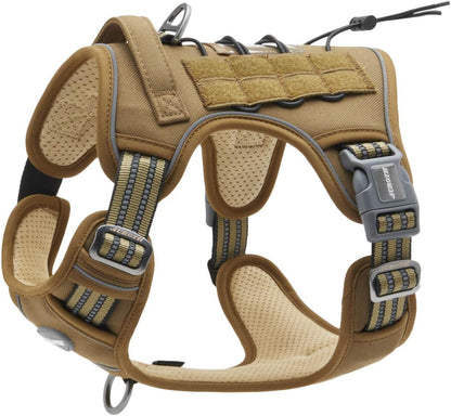 AUROTH Tactical Dog Harness for Small Medium Dogs No Pull Adjustable Pet Harness Reflective K9 Working Training Easy Control Pet Vest Military Service Dog Harnesses Army Yellow S