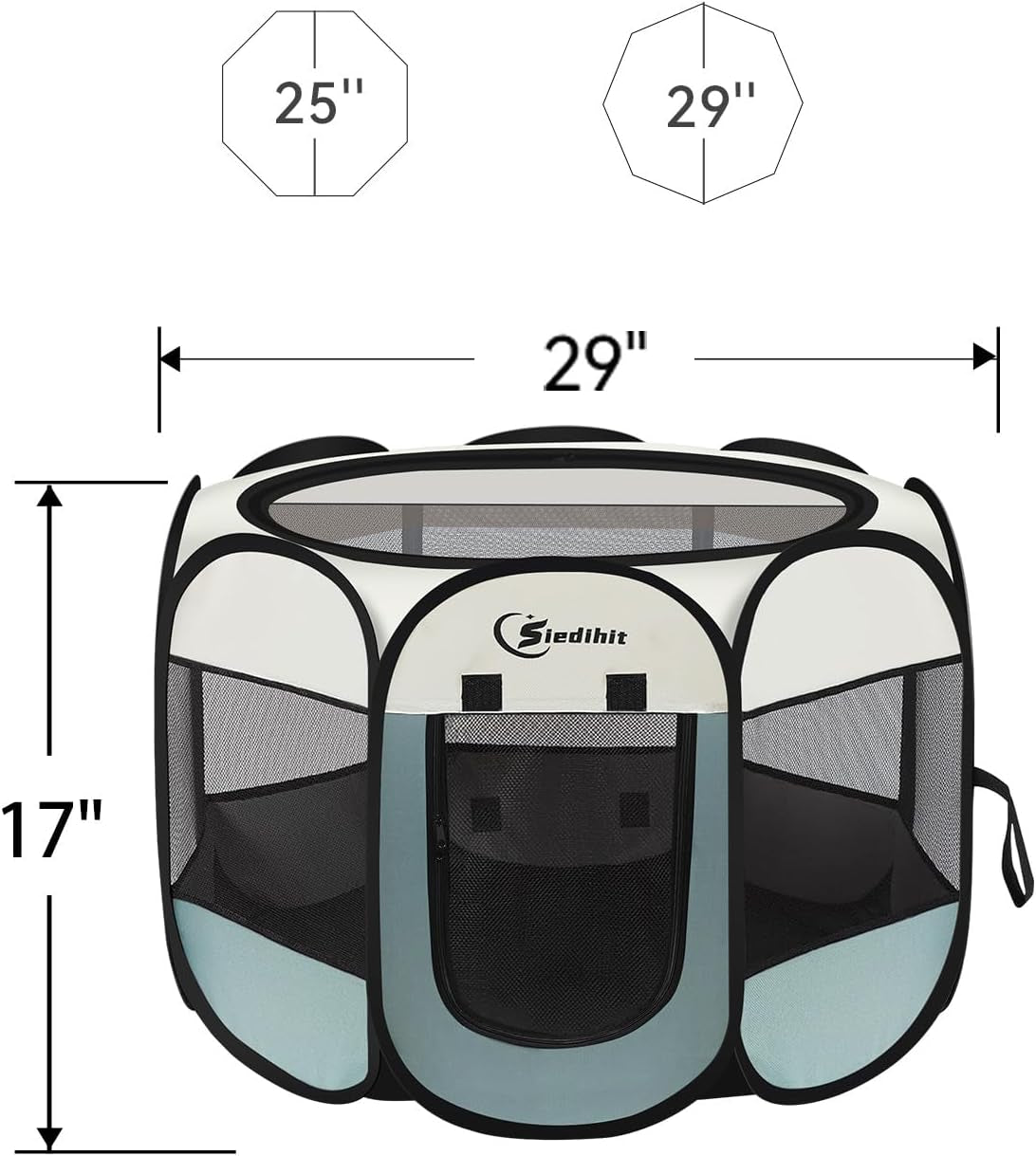 Dog Playpen, Puppy Pet Playpen Indoor for Large Dogs, Dog Tent Crates Cage Indoor/Outdoor, Portable Pop up Dog Kennel Playpen with Carrying Case for Dogs/Cats/Rabbits, Removable Zipper Top, Purple