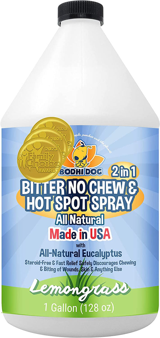 Bodhi Dog New Bitter 2 in 1 No Chew & Hot Spot Spray | Natural Anti-Chew Remedy Better than Bitter Apple | Safe on Skin, Wounds and Most Surfaces | Made in USA (128 Fl Oz)