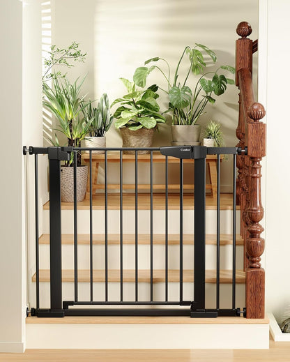 Cumbor 29.7"-40.6" Baby Gate for Stairs, Dog Gate for Doorways, Pressure Mounted Self Closing Pet Gates for Dogs Indoor, Durable Safety Child Gate with Easy Walk Thru Door, Mom'S Choice Awards Winner