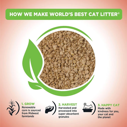 WORLD'S BEST CAT LITTER Multiple Cat Unscented, 8-Pounds - Natural Ingredients, Quick Clumping, Flushable, 99% Dust Free & Made in USA - Long-Lasting Odor Control & Easy Scooping