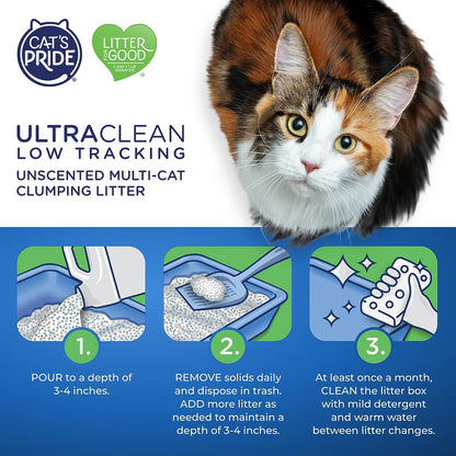 Cat'S Pride Max Power: Ultraclean Low Tracking Multi-Cat Clumping Litter - Keeps Paws & Home Clean - up to 10 Days of Powerful Odor Control - 99% Dust Free - Unscented, 15 Pounds (Pack of 2)