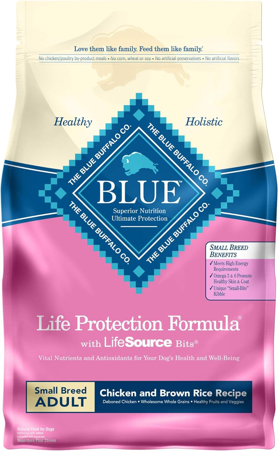 Blue Buffalo Life Protection Formula Natural Adult Small Breed Dry Dog Food, Chicken and Brown Rice 6-Lb