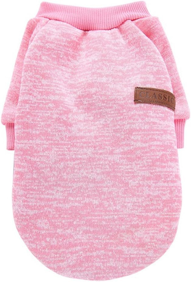 Jecikelon Pet Dog Clothes Soft Thickening Warm Pup Dogs Shirt Winter Puppy Sweater (Pink, M)