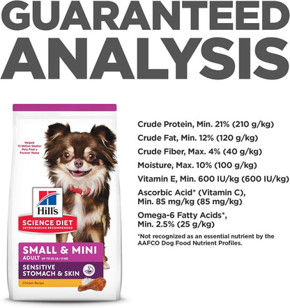 Hill'S Science Diet Sensitive Stomach & Skin, Adult 1-6, Small & Mini Breeds Stomach & Skin Sensitivity Supoort, Dry Dog Food, Chicken Recipe, 4 Lb Bag